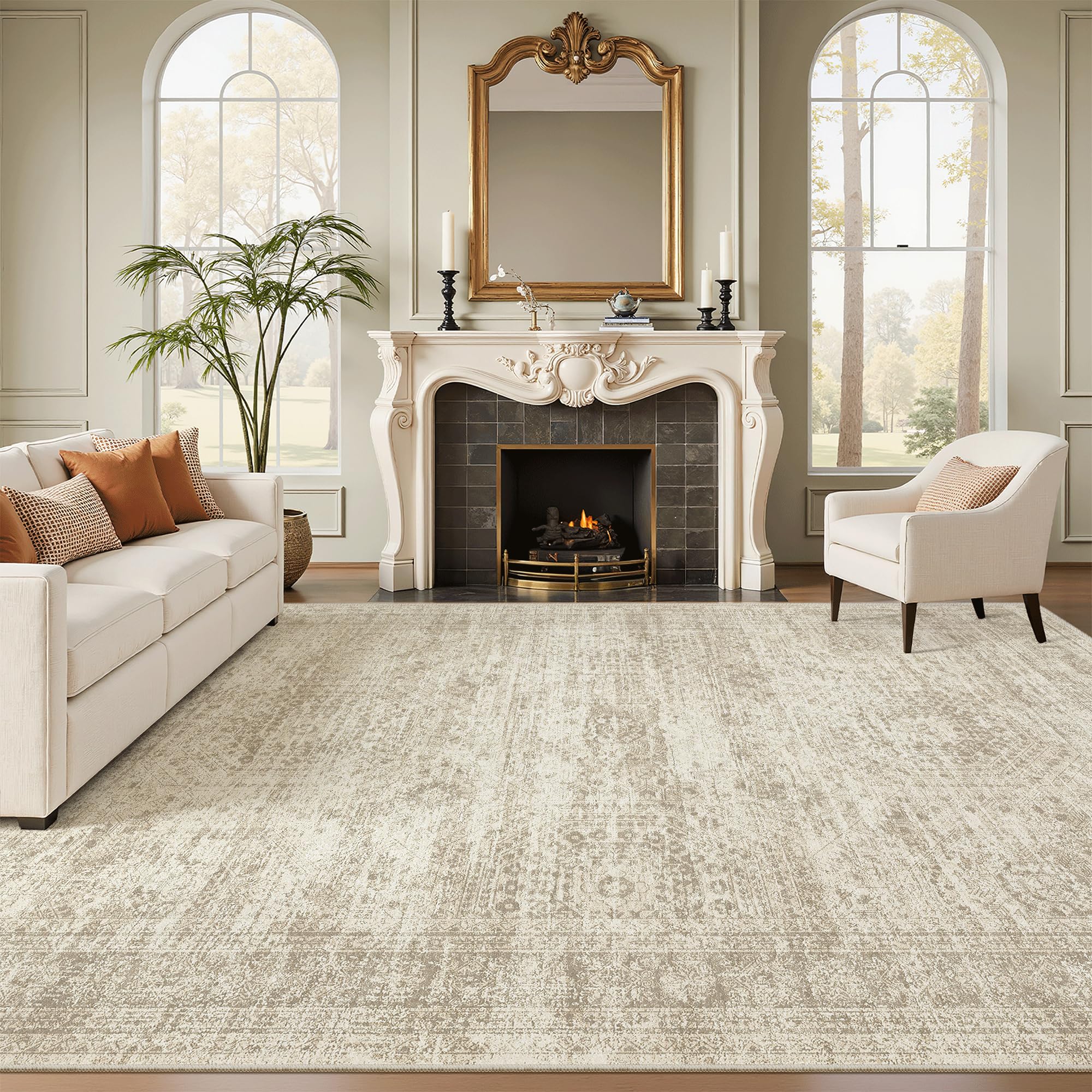 Soalmost rug with non-slip backing helps keep it in place on slick floors.