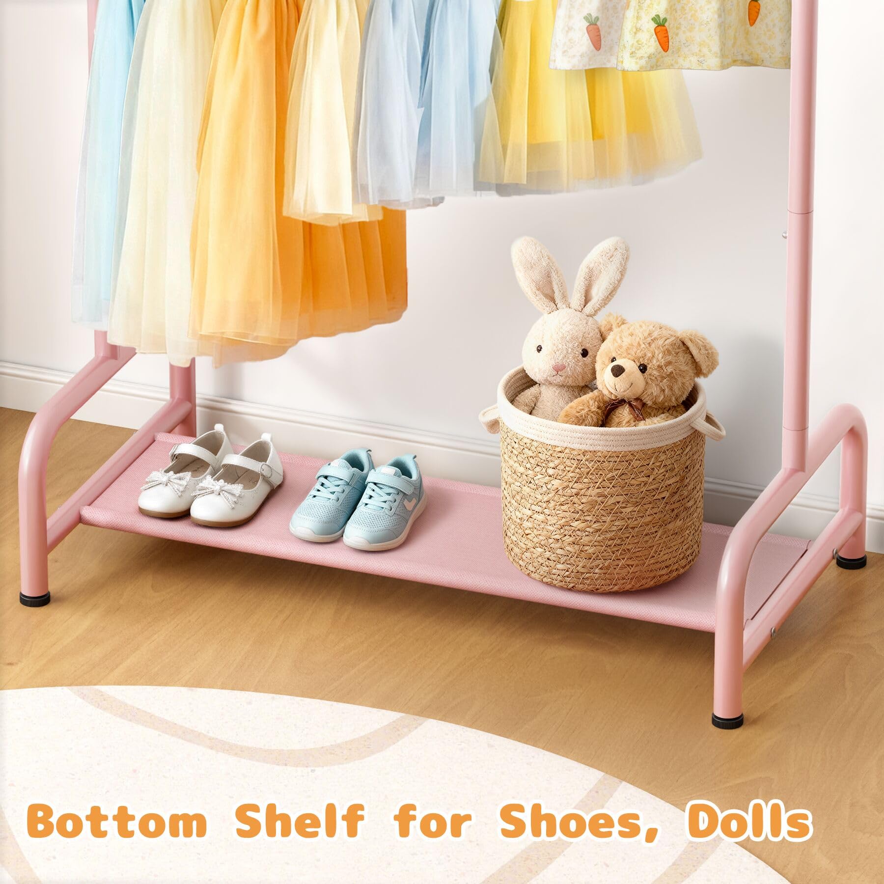 Soarine pink bottom shelf storage for shoes and props
