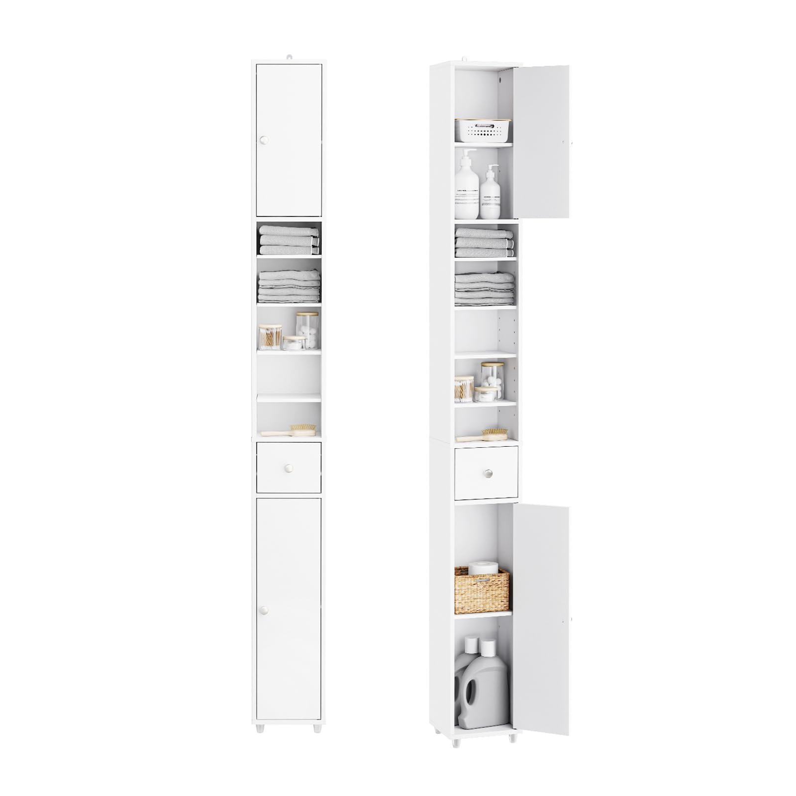 SoBuy bathroom narrow storage cabinet front view highlights space-saving footprint