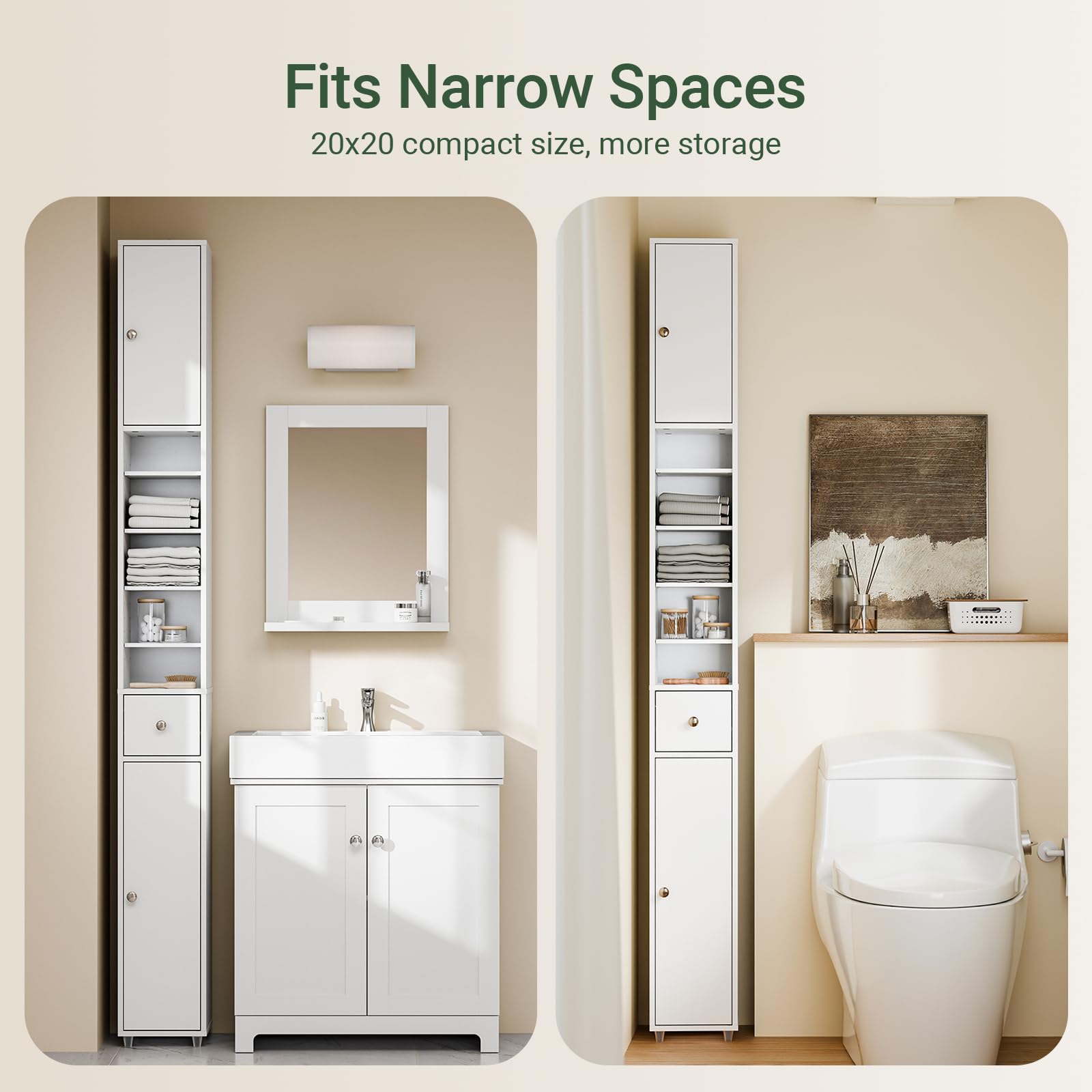 SoBuy cabinet side angle shows slim profile for tight spaces