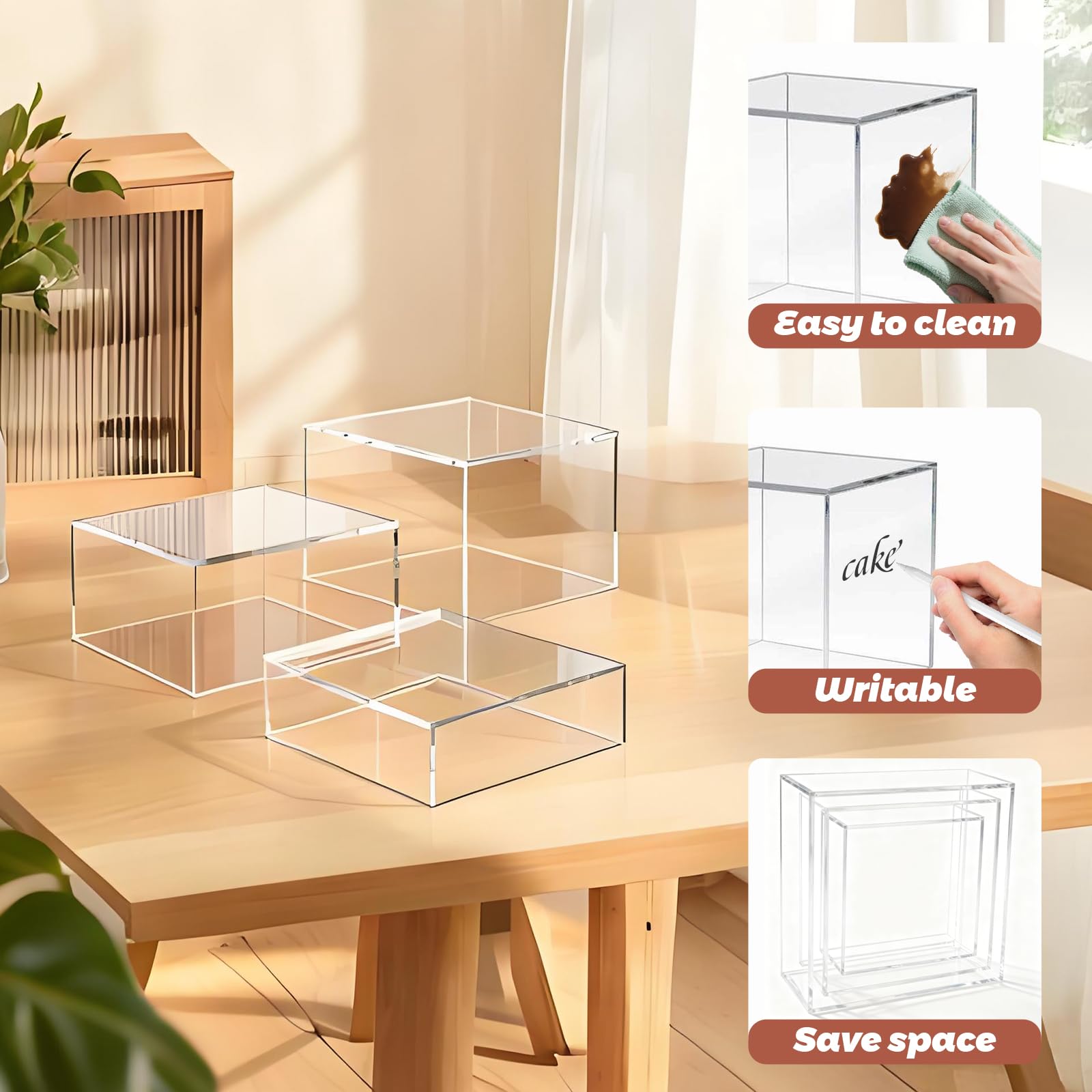 Socaens 6-inch risers create layered presentations for cookies, cupcakes, and treats.