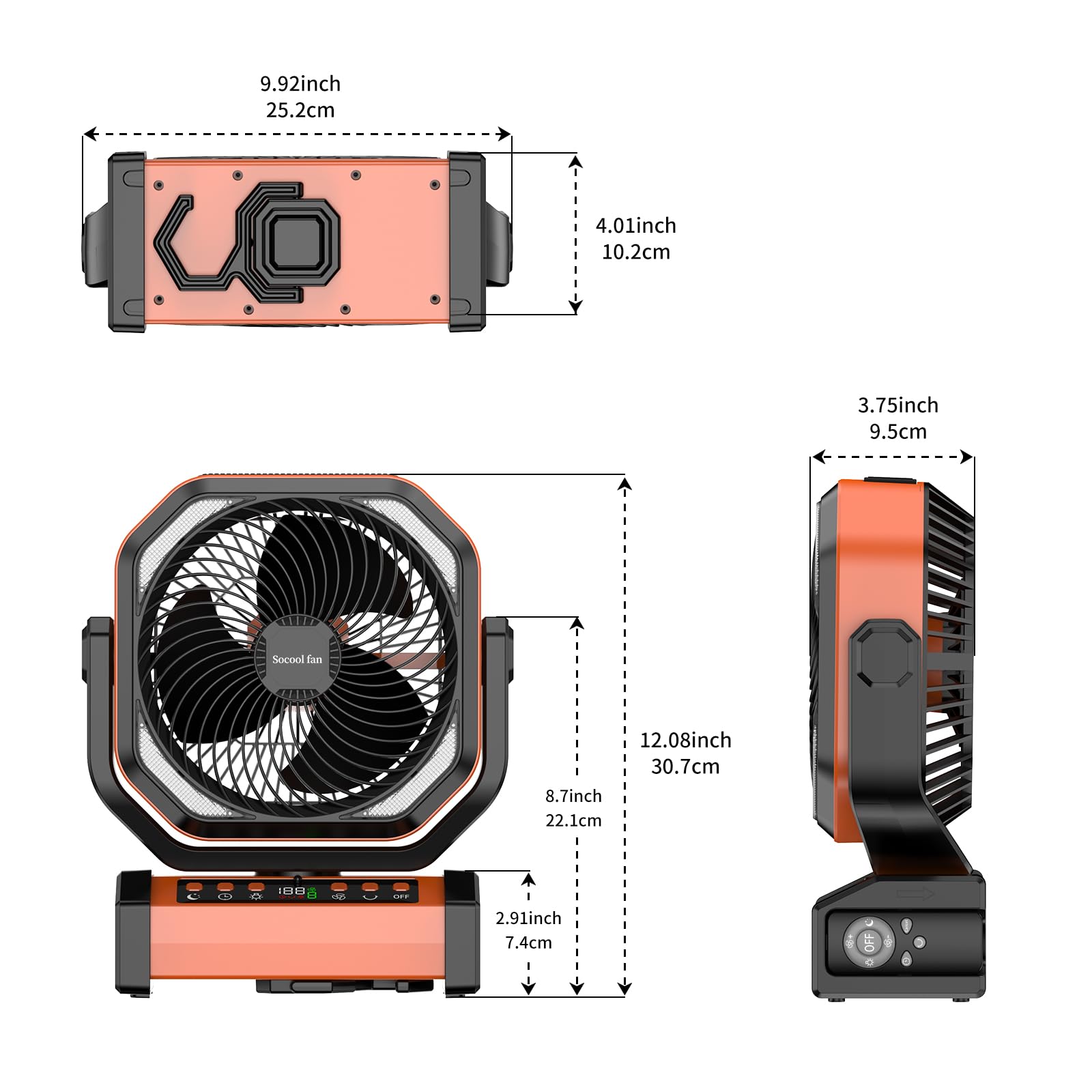 Socool camping fan hook design for hands-free camping setup.