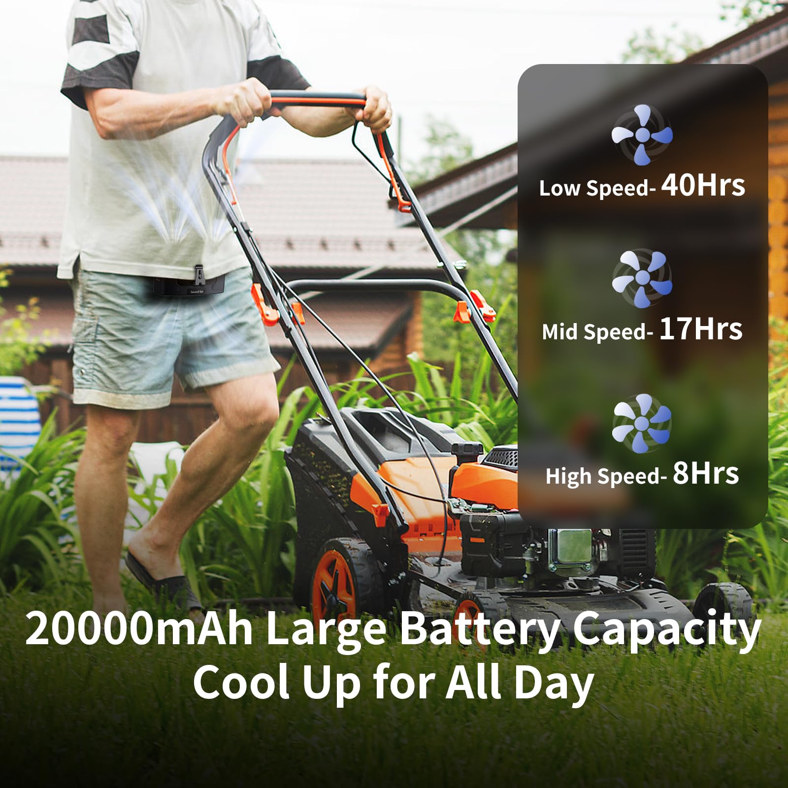 Socool dual-motor portable fan delivers strong airflow outdoors.