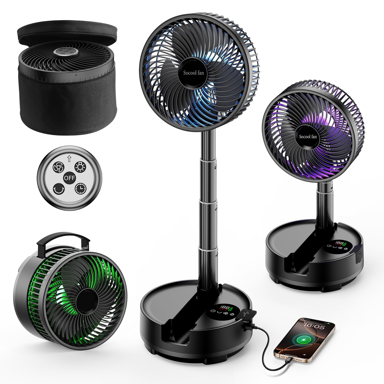 Socool fan 20000mAh battery with USB-out, portable power for devices during outages.