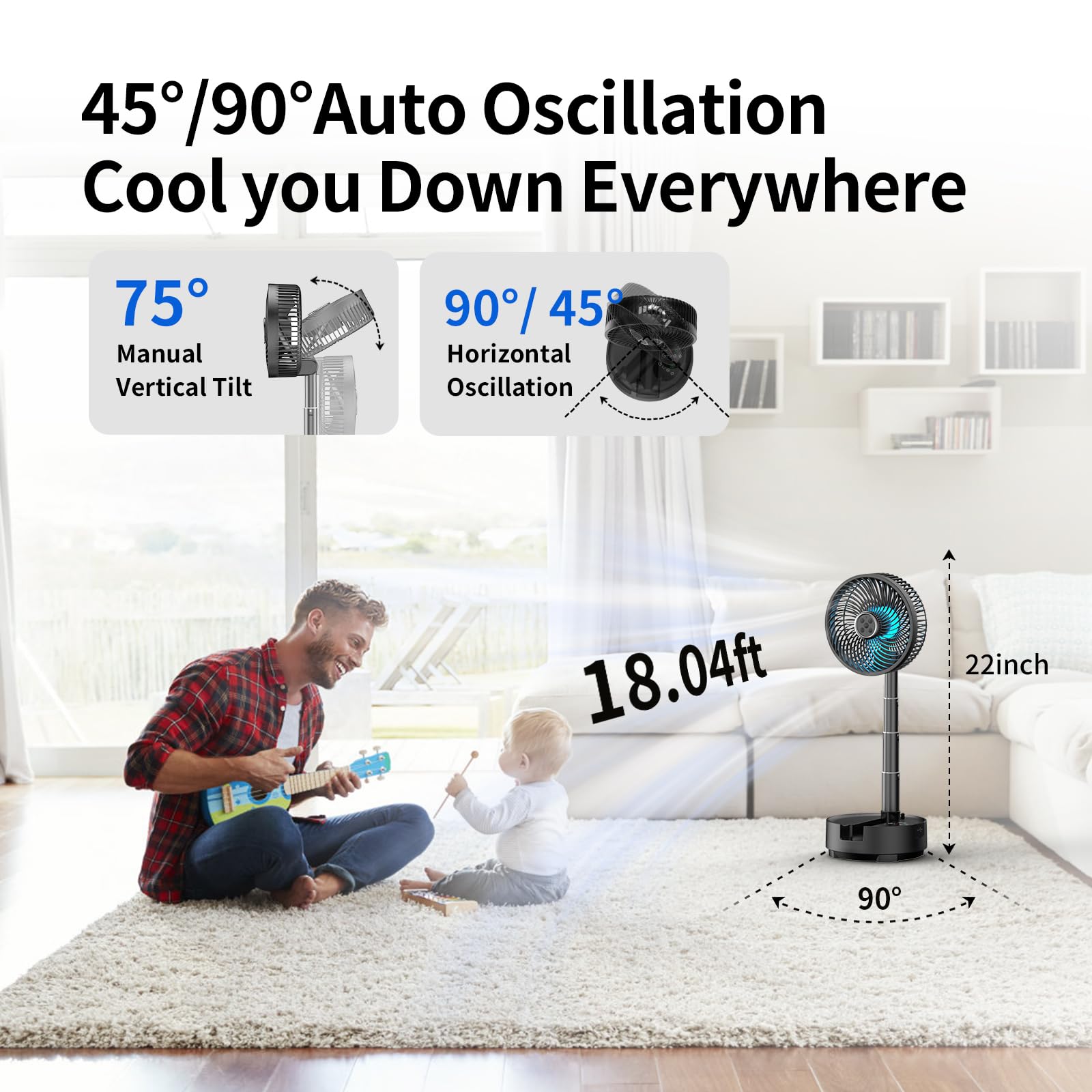 Socool fan foldable pedestal for versatile placement and storage.