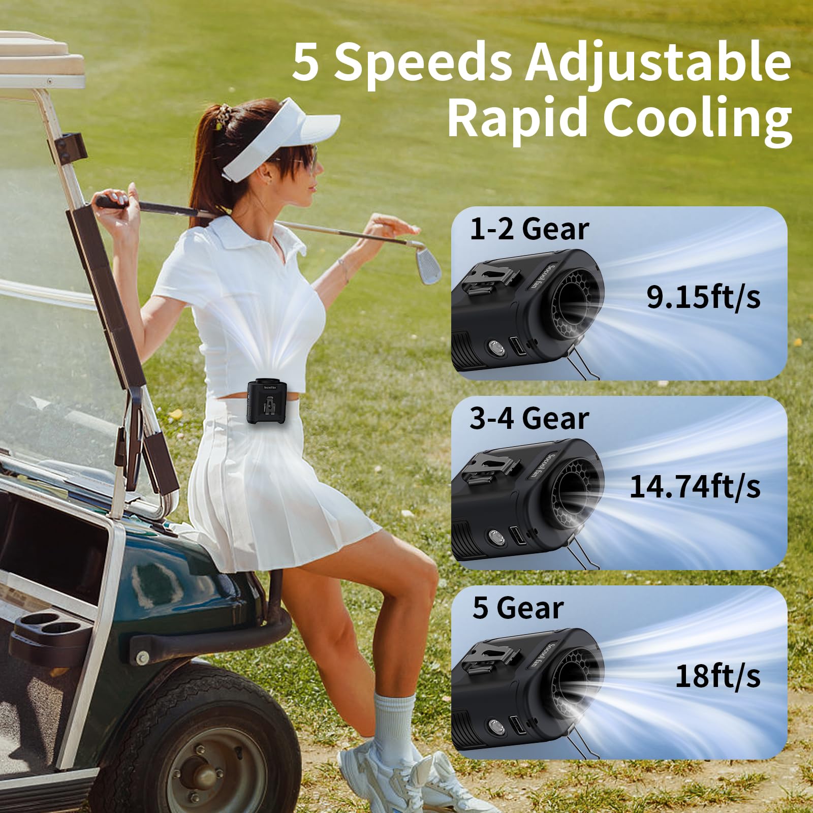 Socool portable fan weighing 290g is easy to carry for travel and daily use.