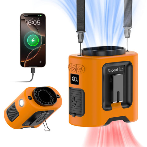 Socool waist fan clip-on belt view for hands-free cooling during outdoor work