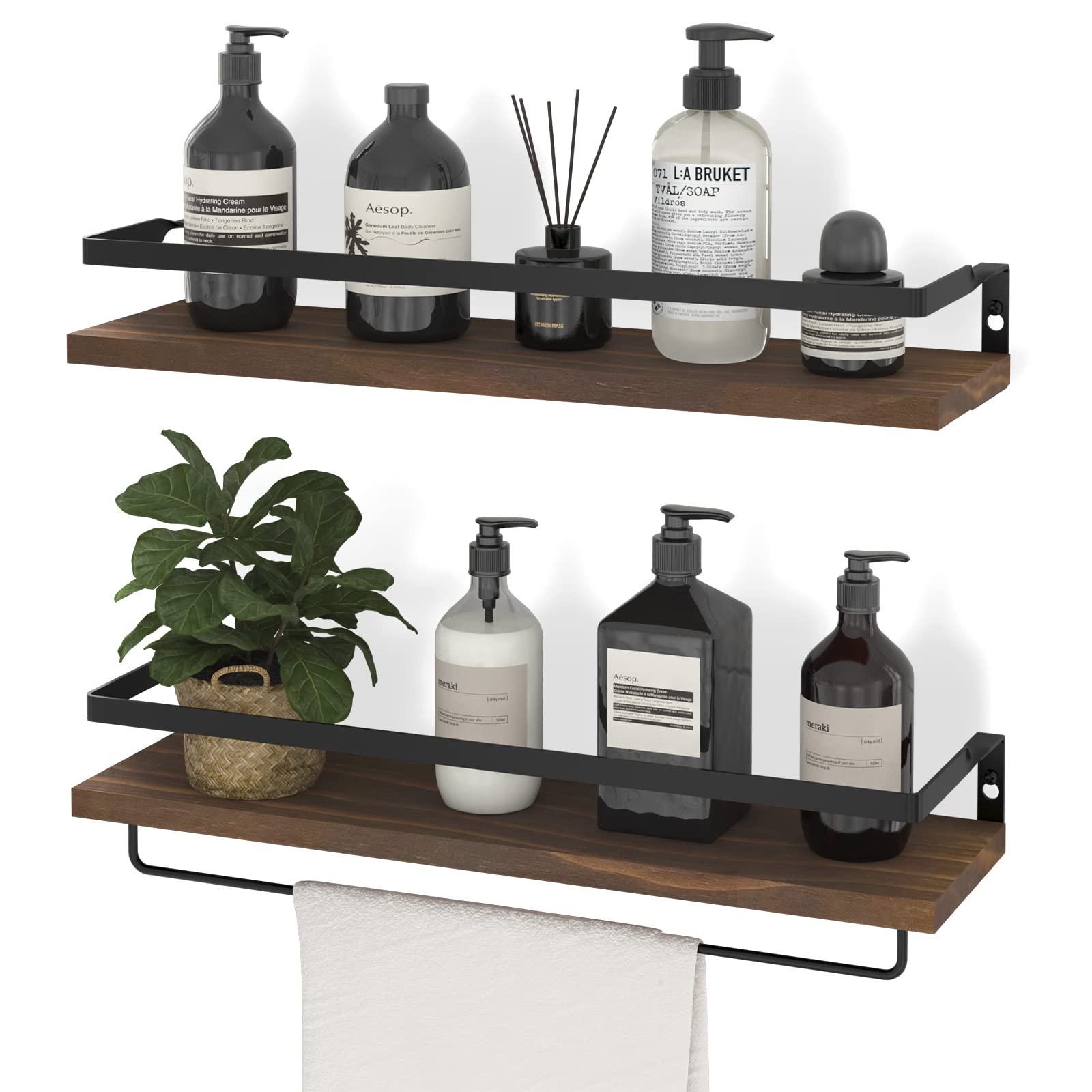 SODUKU floating shelves wall brown set of two for space-saving storage