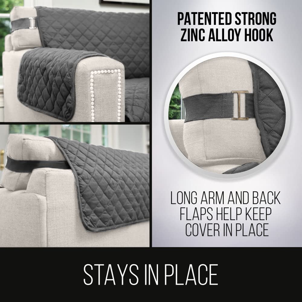 Sofa Shield patented strap design keeps the cover securely in place
