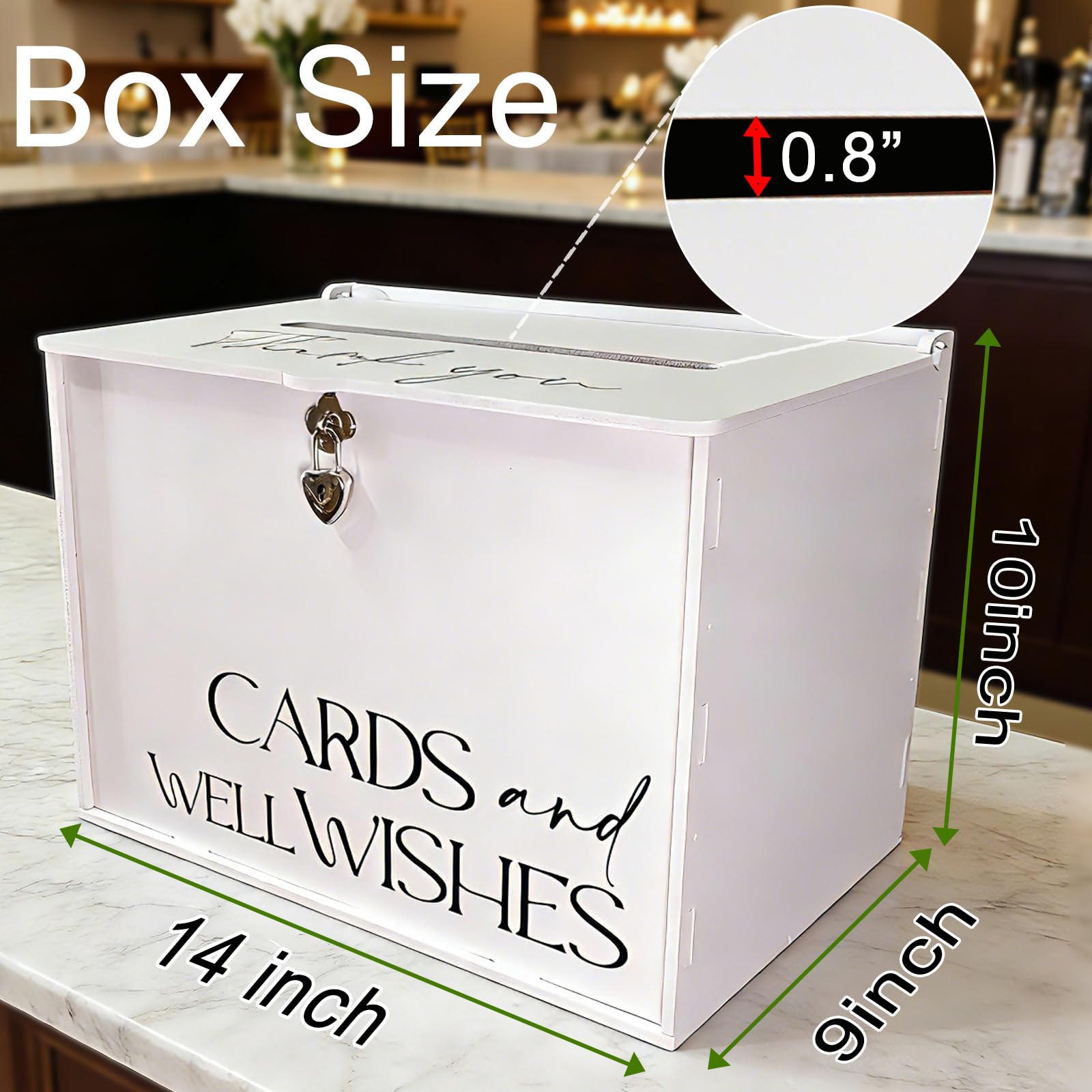 SOFARKKT card box lock close-up showing sturdy hardware and secure gift collection