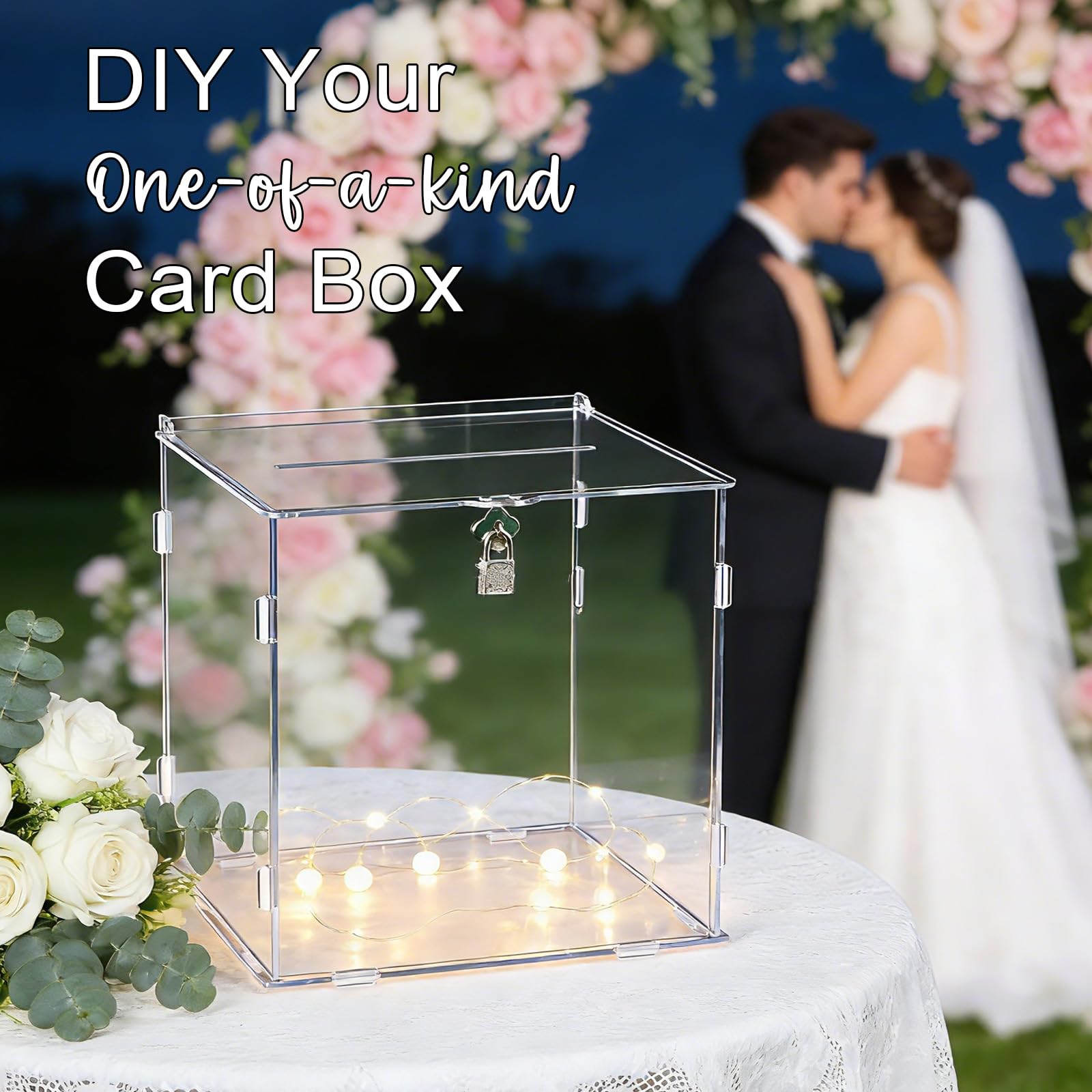 SOFARKKT ideal 10x10x8.5 inch wedding card box for large guest messages