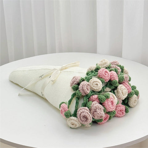 SoffMoiis Crochet Rose Blanket rolled bouquet displays decorative charm