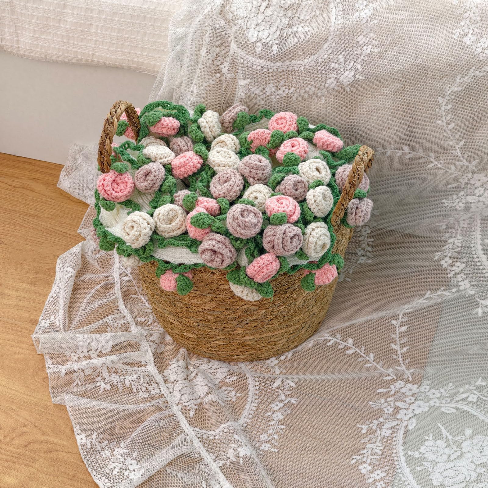 SoffMoiis Handmade Thick-Yarn Roses with rich petal texture