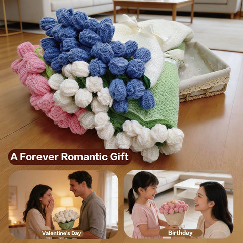 SoffMoiis rolled bouquet blanket doubles as a decorative bouquet when stored.