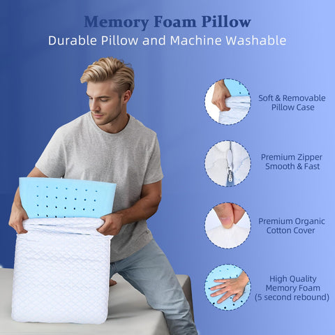 SofGlowly flat pillow beside bed for travel-friendly setup