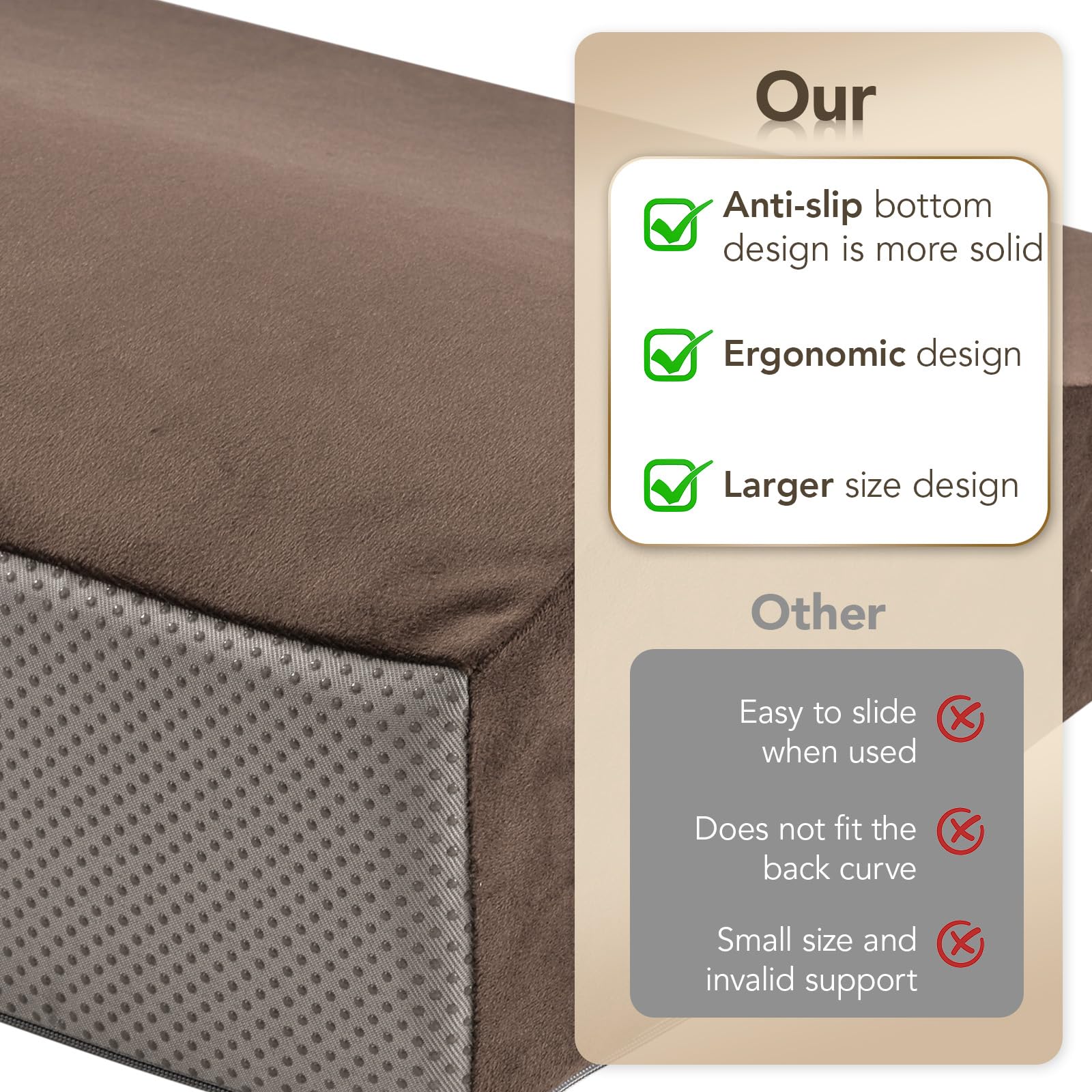 SofGlowly lumbar pillow used in bed for upright seating while reading