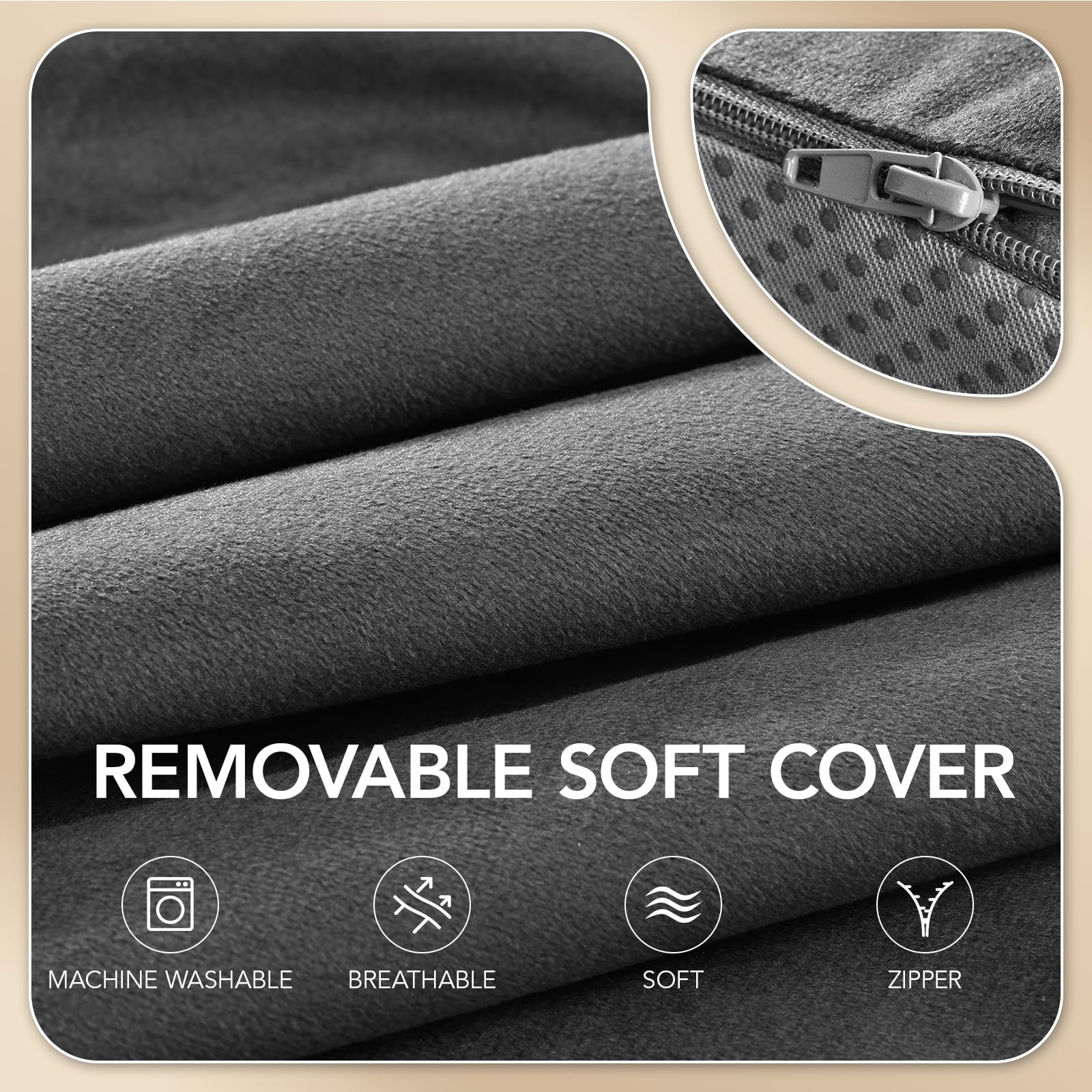 SofGlowly machine-washable velvet cover makes cleaning effortless and keeps cushions fresh.