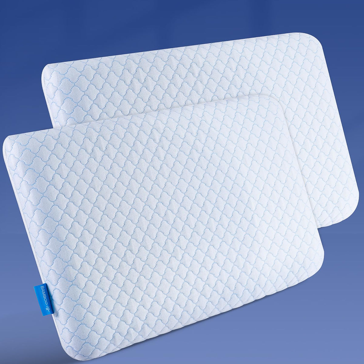 SofGlowly Ultra Thin Pillow on bed for stomach sleeper comfort
