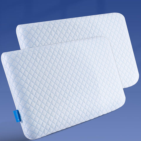 SofGlowly Ultra Thin Pillow on bed for stomach sleeper comfort