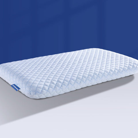 SofGlowly Ultra Thin Pillow side view showing 2.75-inch height for stomach sleepers.