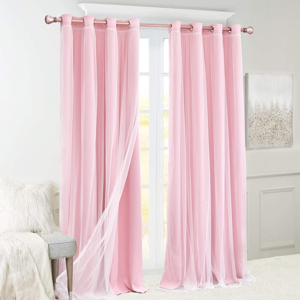 SOFJAGETQ pink blackout curtains machine washable for easy care.