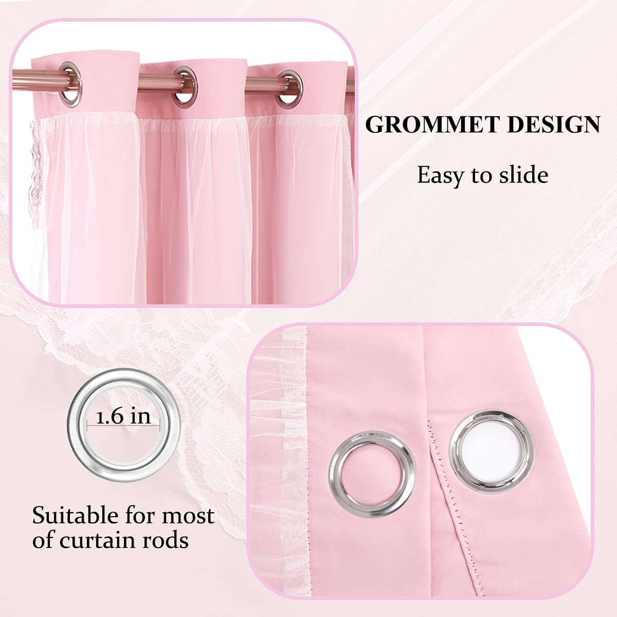 SOFJAGETQ pink blackout curtains enhanced darkening and daytime ambiance.