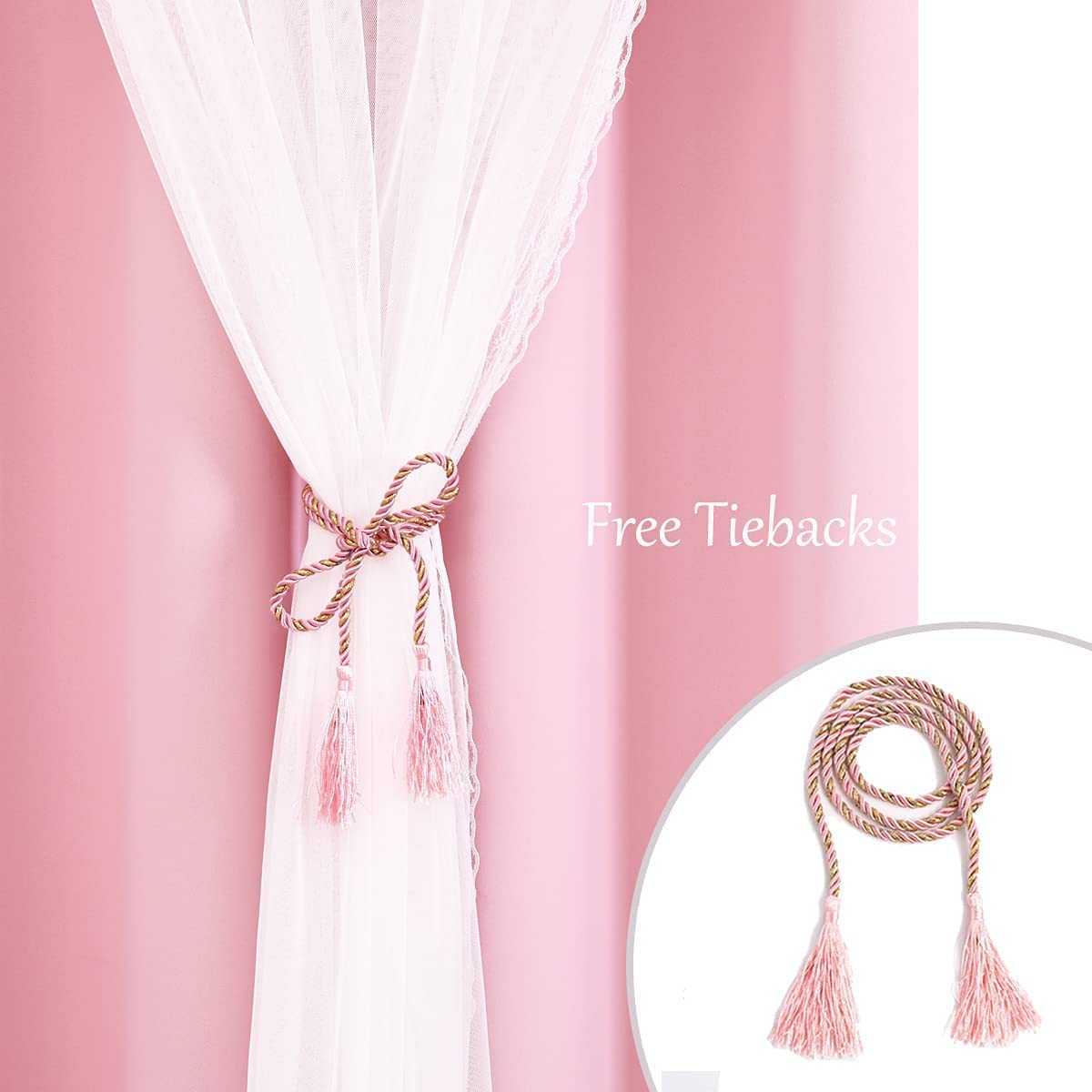 SOFJAGETQ pink blackout curtains suitable for nursery and bedroom use.