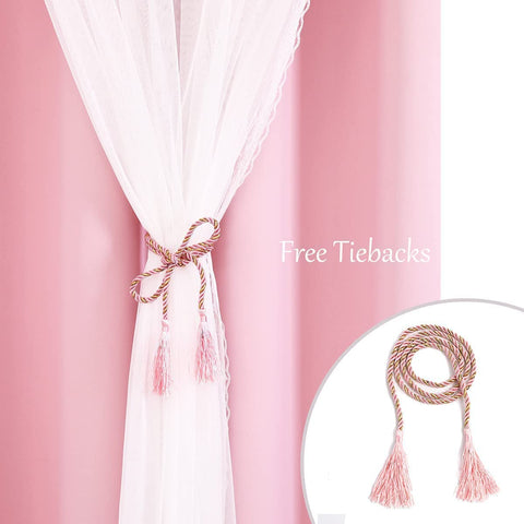 SOFJAGETQ pink blackout curtains suitable for nursery and bedroom use.