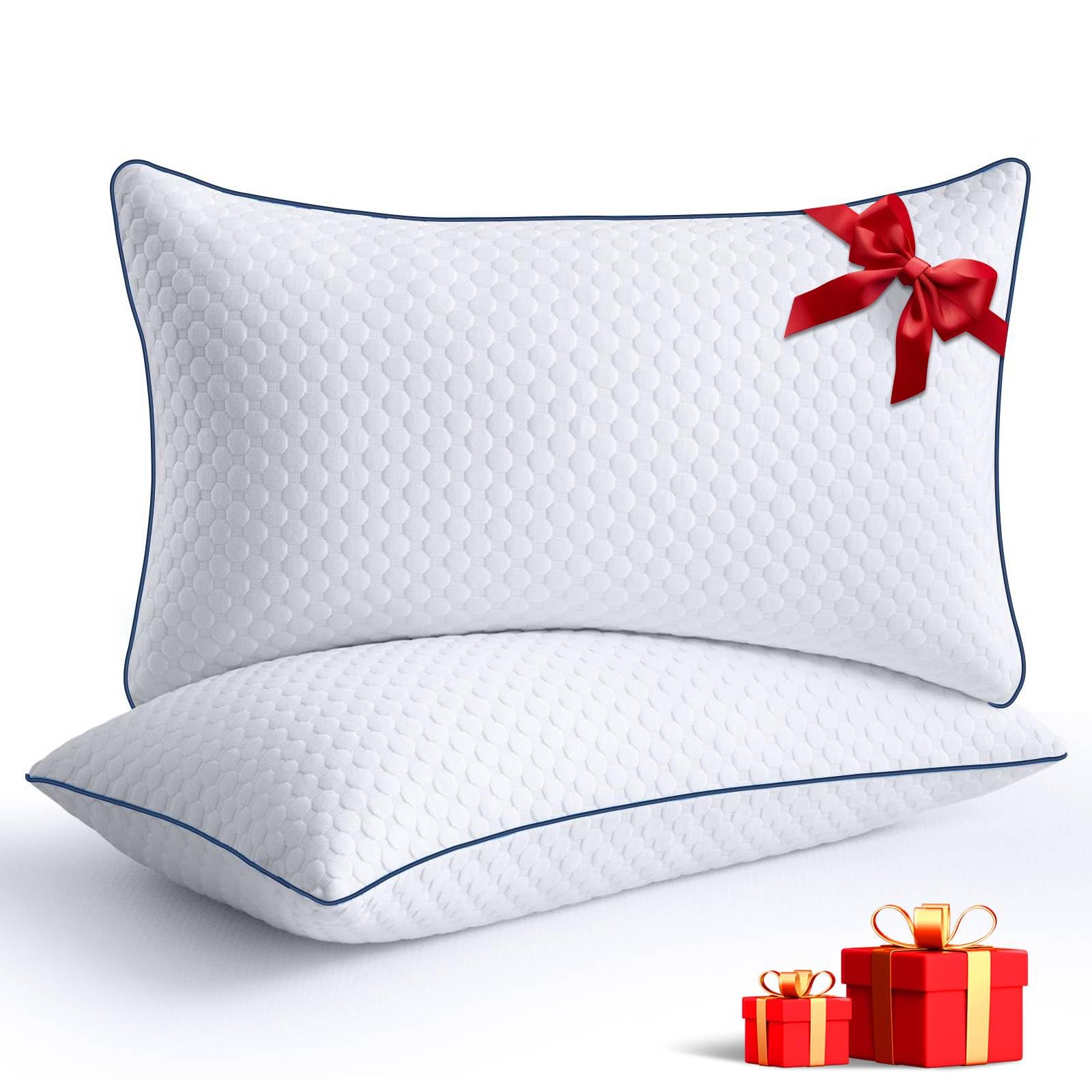 Sofslee shredded memory foam pillow queen 2 pack top view reveals customizable support for all sleep positions