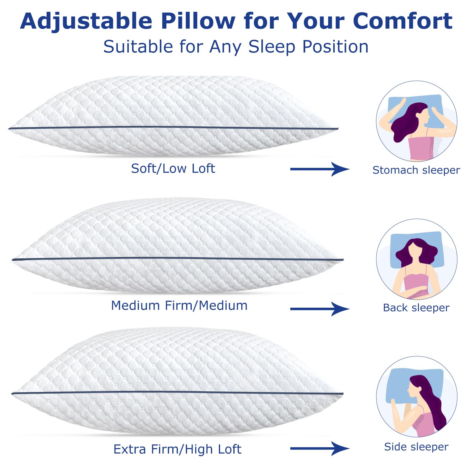 Sofslee pillow set balancing support for back and stomach sleep styles
