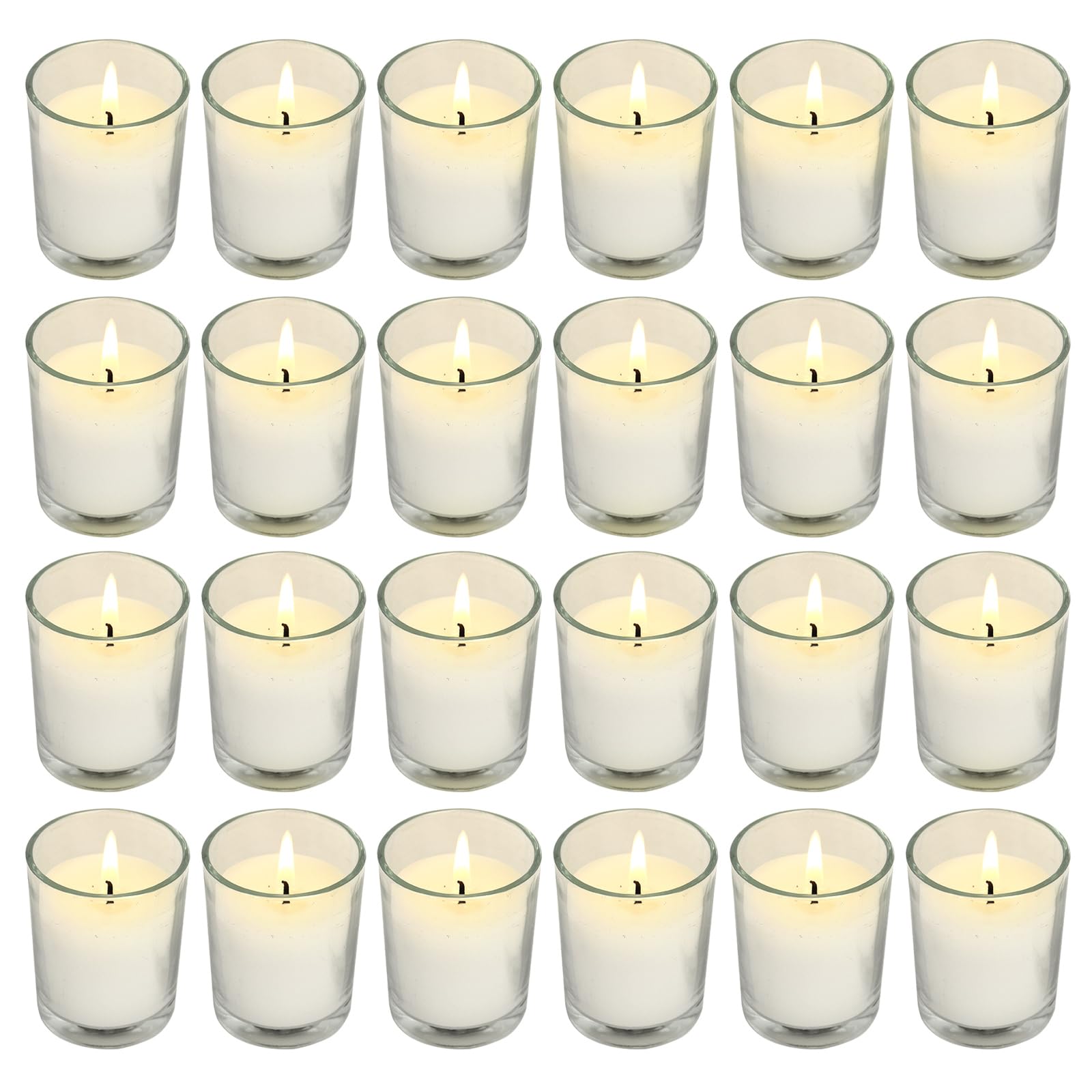 Soft Breeze ivory unscented votive candles glow softly for wishing and ambience.