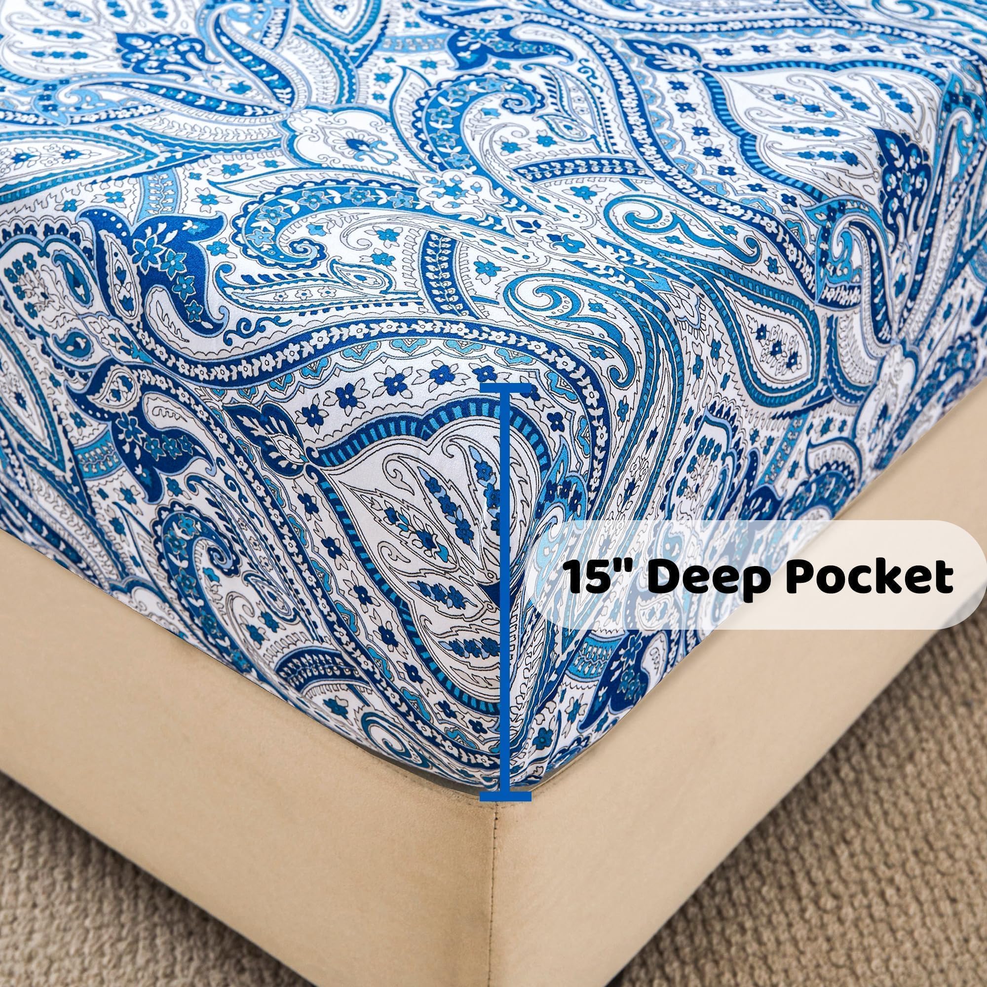 Softan blue paisley pillowcases, queen size, protecting and soft for restful nights