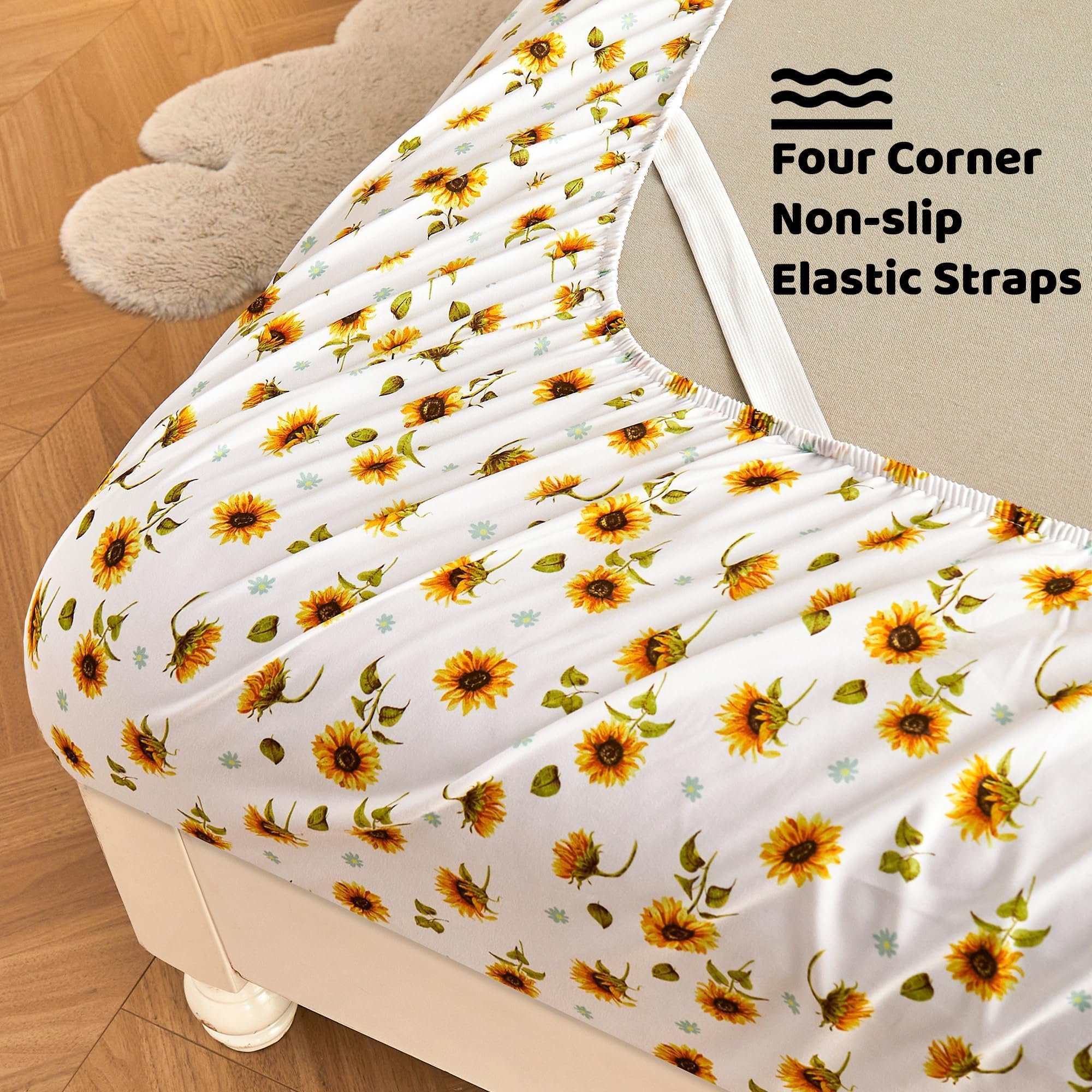 Softan deep-pocket fitted sheet with 15-inch depth keeps mattress secure.