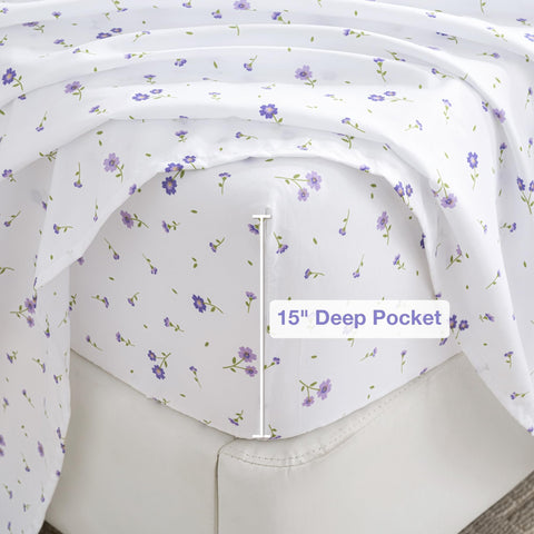Softan deep-pocket fitted sheet up to 15 inches on mattress.