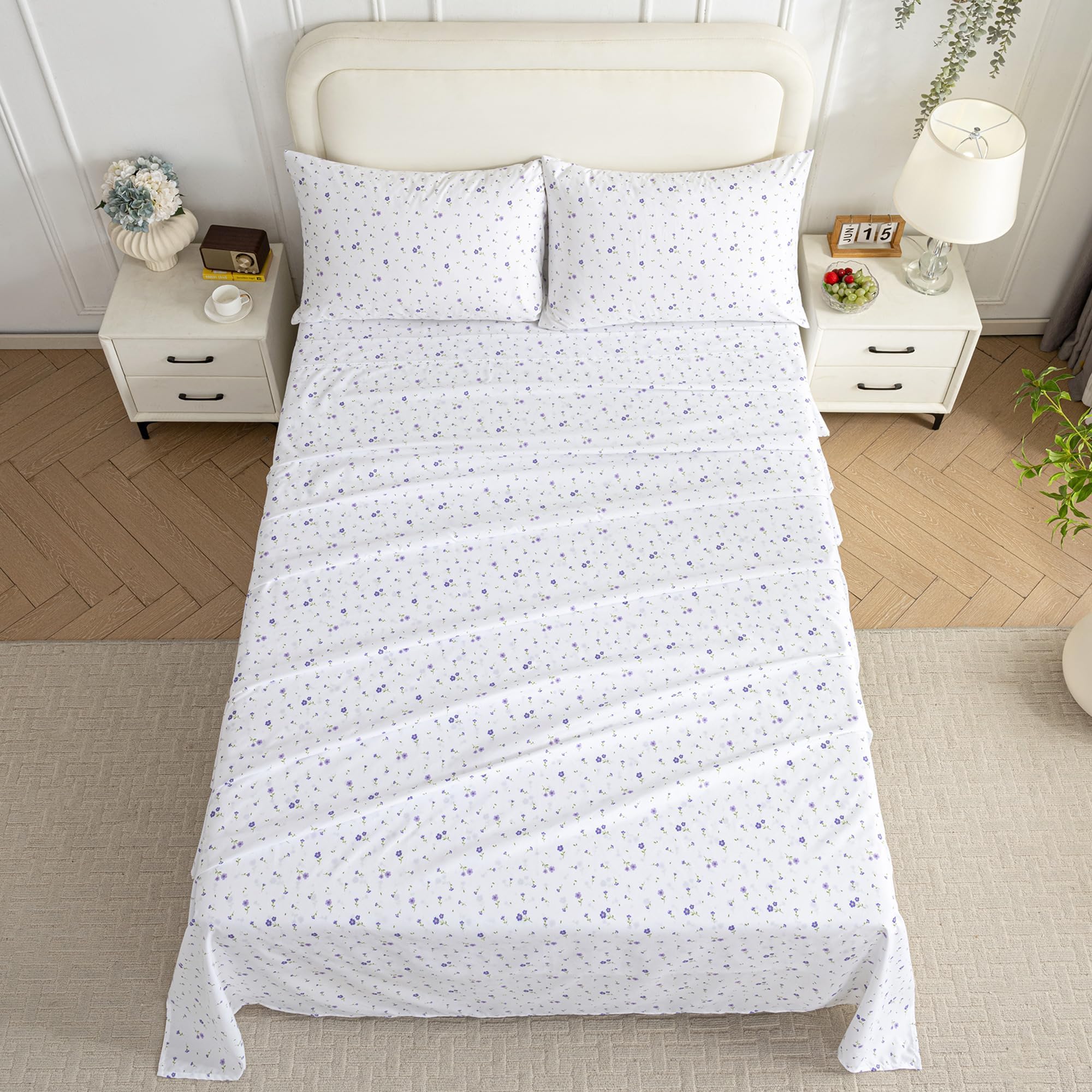 Easy-care microfiber dries quickly after washes.
