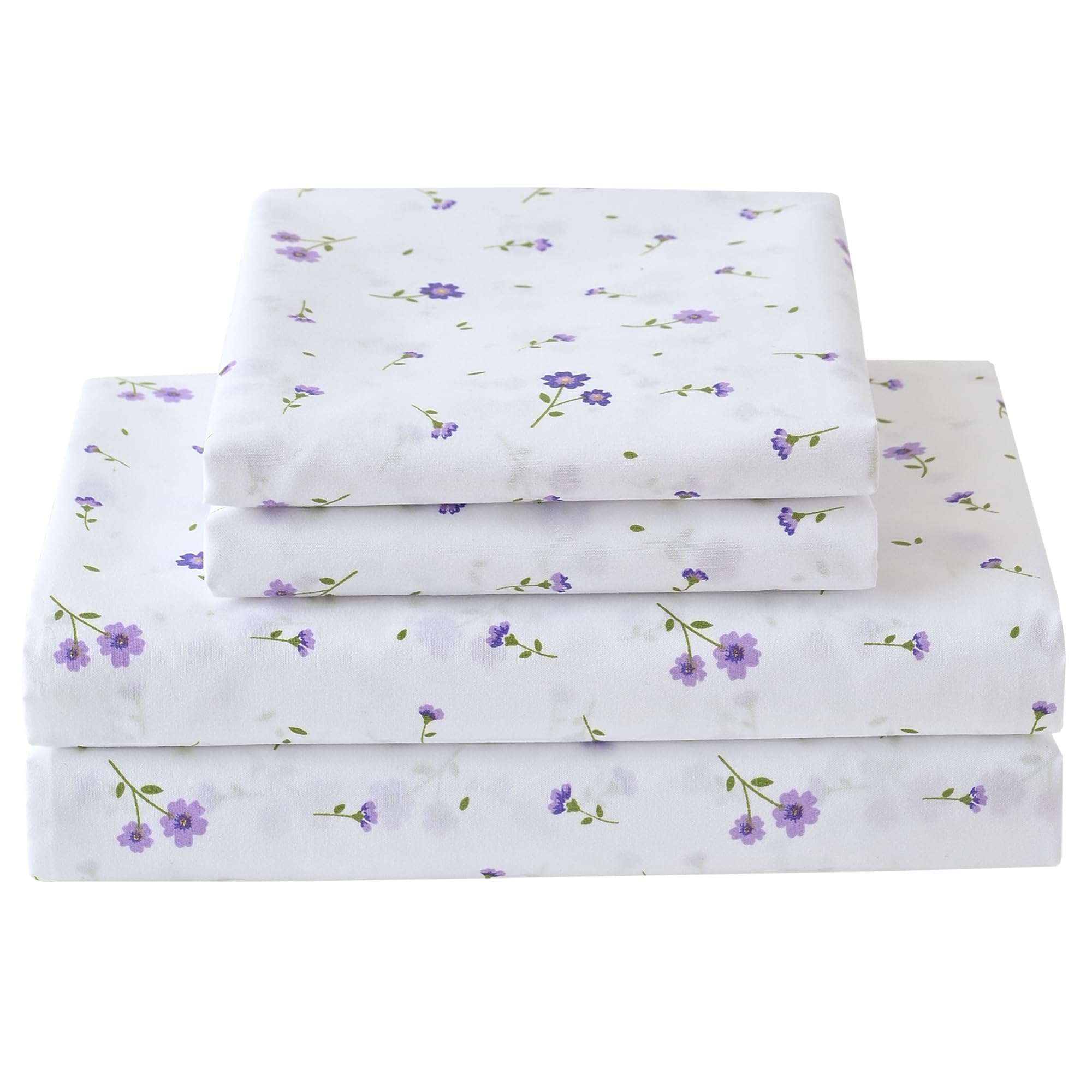 Softan Floral Full Sheet Set overview with purple flowers for cozy nights.
