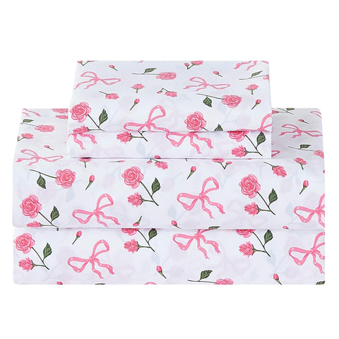 Softan pink-floral-queen-bed-sheet delivers a soft touch for cozy nights.