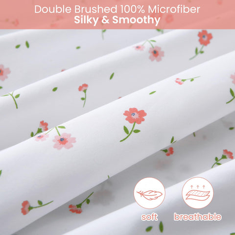 Softan pink floral queen pillowcase pair adds gentle color and soft touch to pillows.