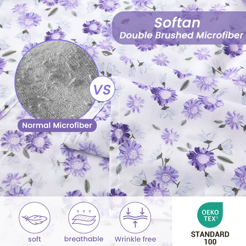 Softan sheet set demonstrates four corner straps to keep the fitted sheet in place.