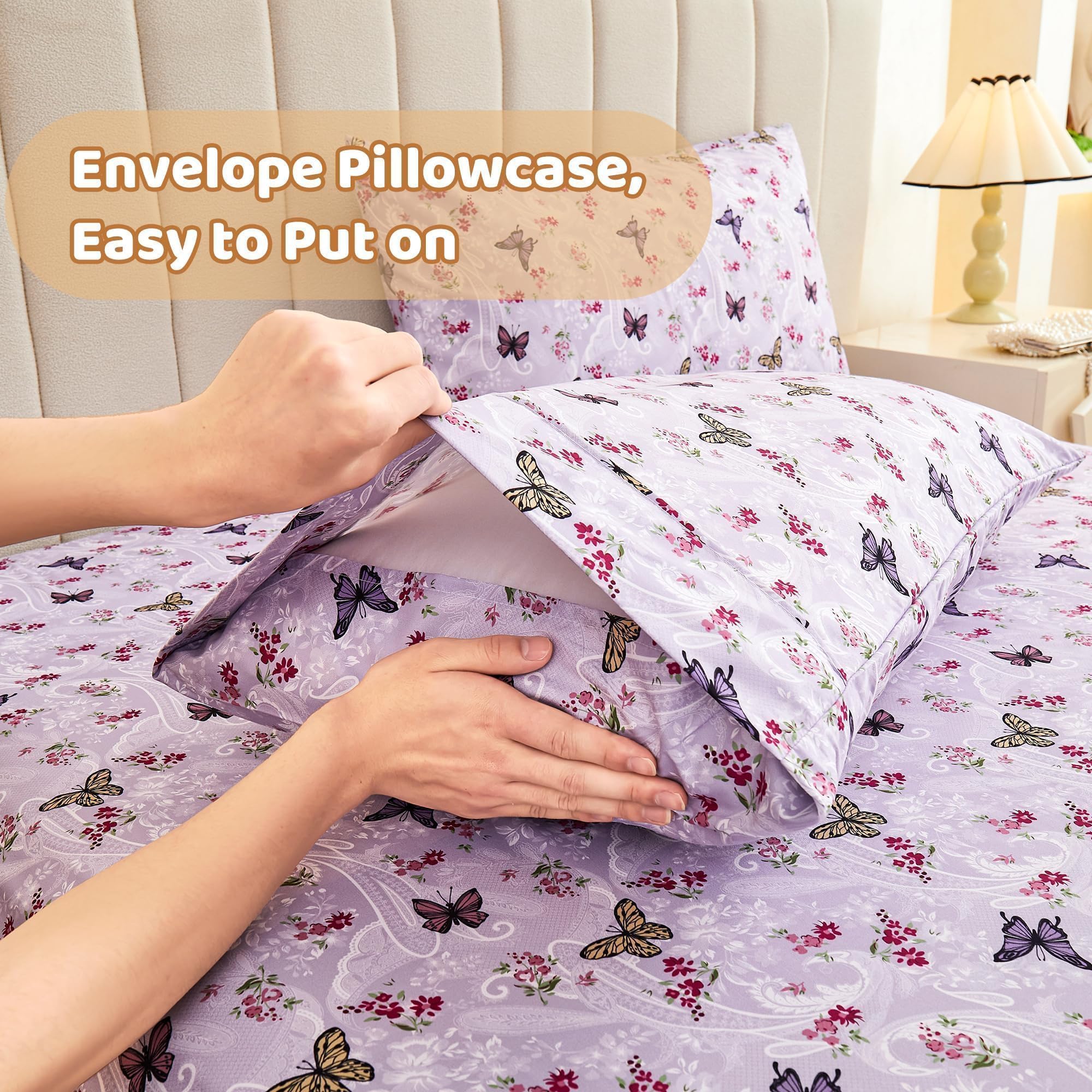 Softan white paisley flower pattern adds a timeless touch to your bedroom.