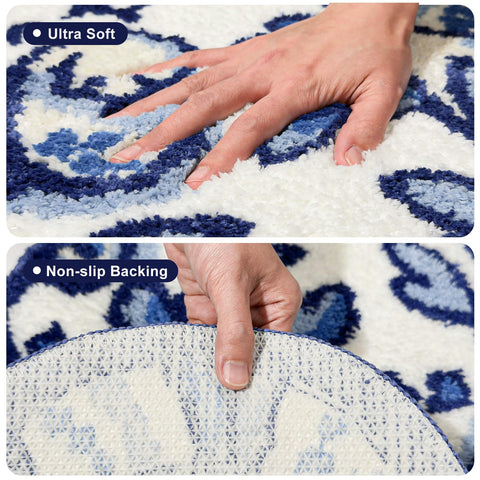 Softania Blue Delft Cat Rug quickly removes moisture to reduce wet footprints