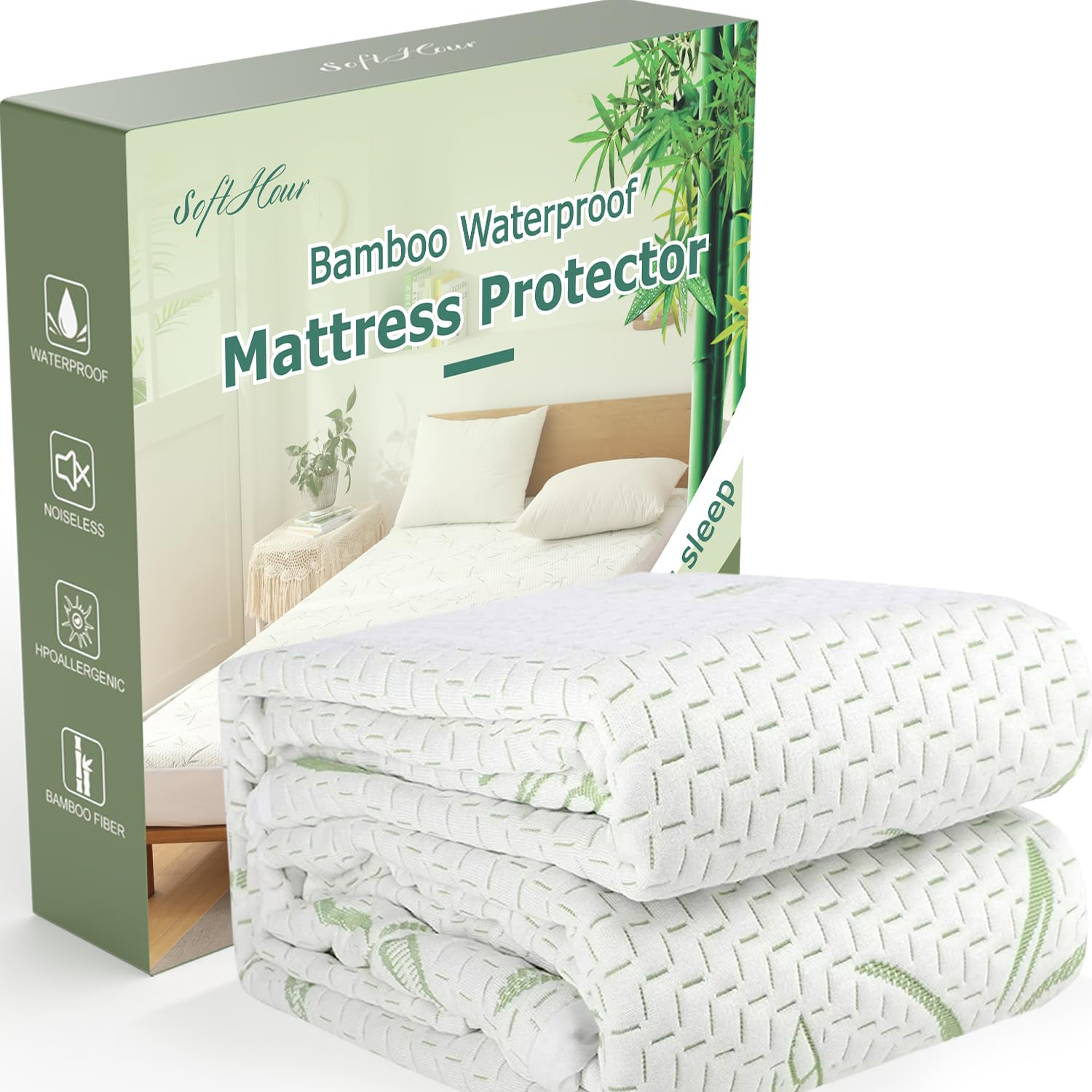 Softhour queen mattress protector with cooling bamboo rayon for hot sleepers