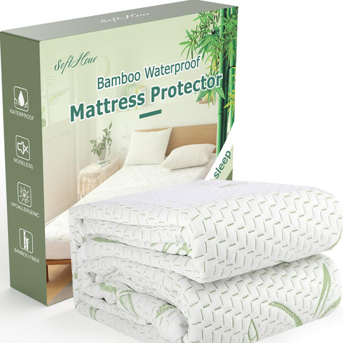Softhour queen mattress protector with cooling bamboo rayon for hot sleepers
