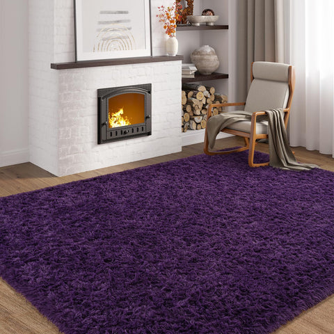 Softlife purple shag rug nursery soft touch creates safe, comforting play area.