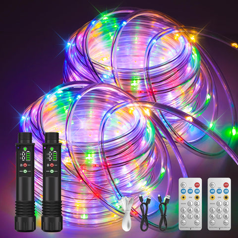 Soiarllt rope lights 79ft 240LED outdoors for vivid patio and pathway ambiance.