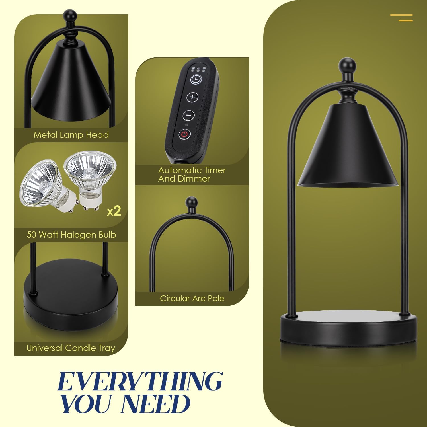 Soilsiu Candle Warmer Lamp showing shade and base design for decor