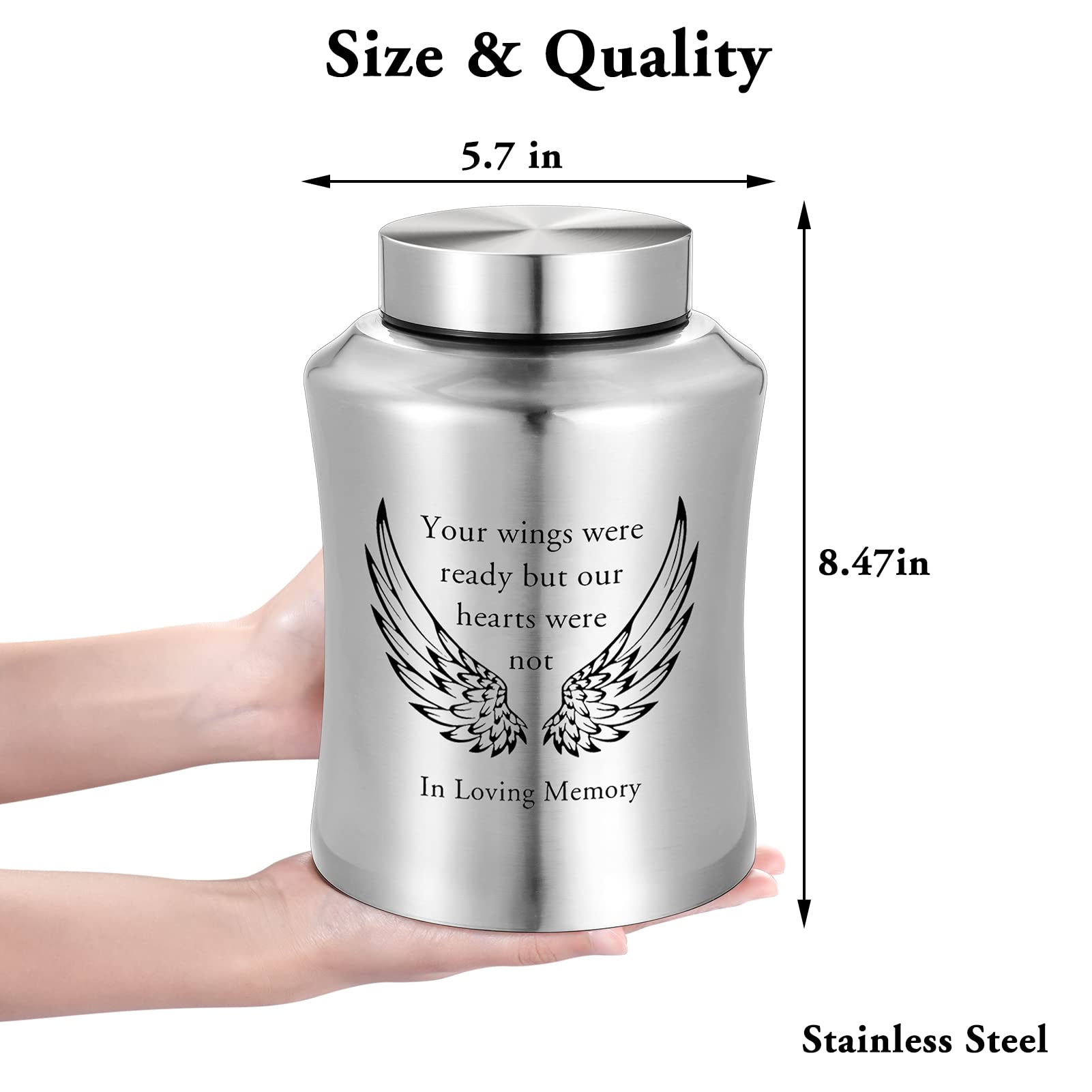 SOITIS urn with angel wings engraving supports gentle remembrance.