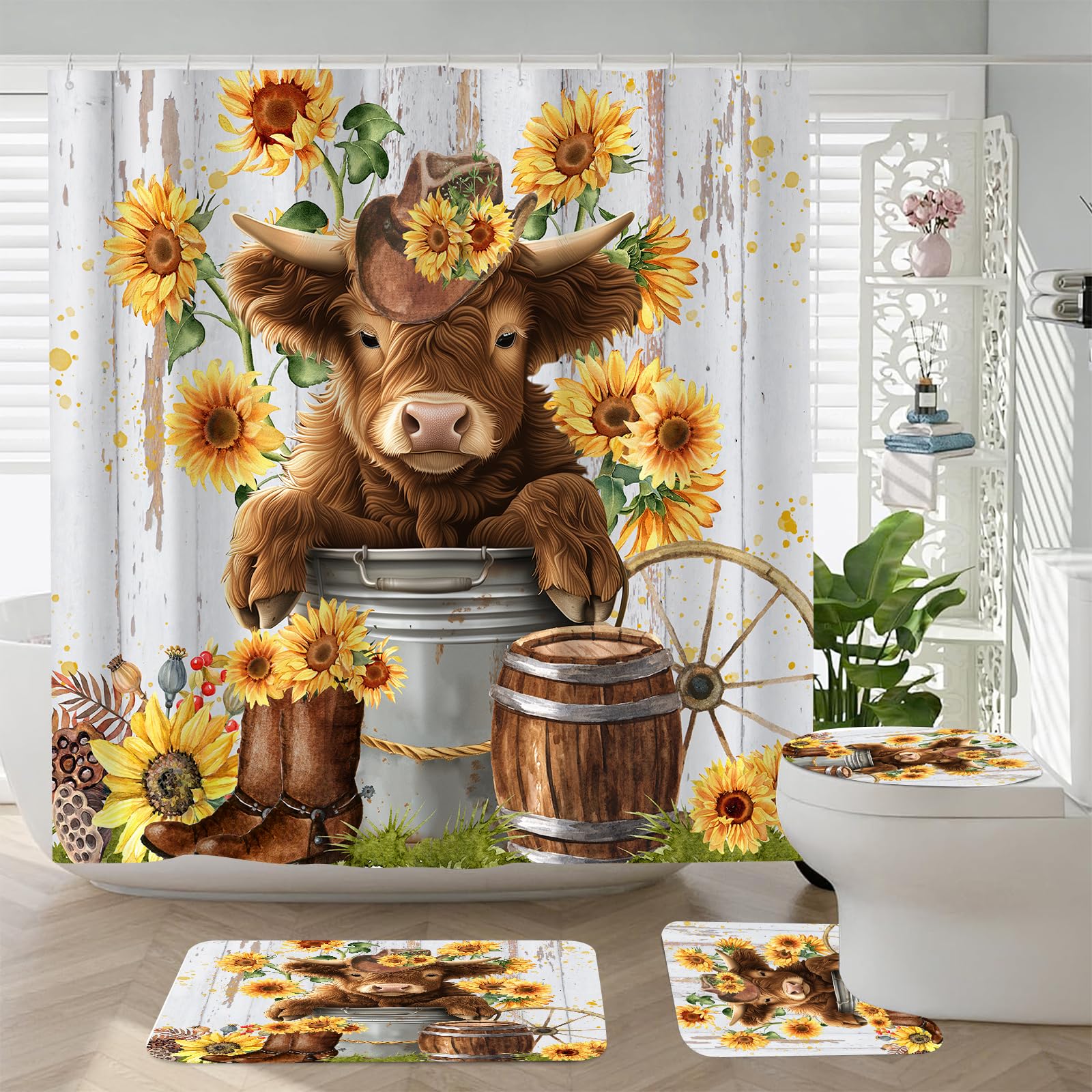 Sokdcam Highland cow bath mat 29x17 dries quickly and provides secure footing.