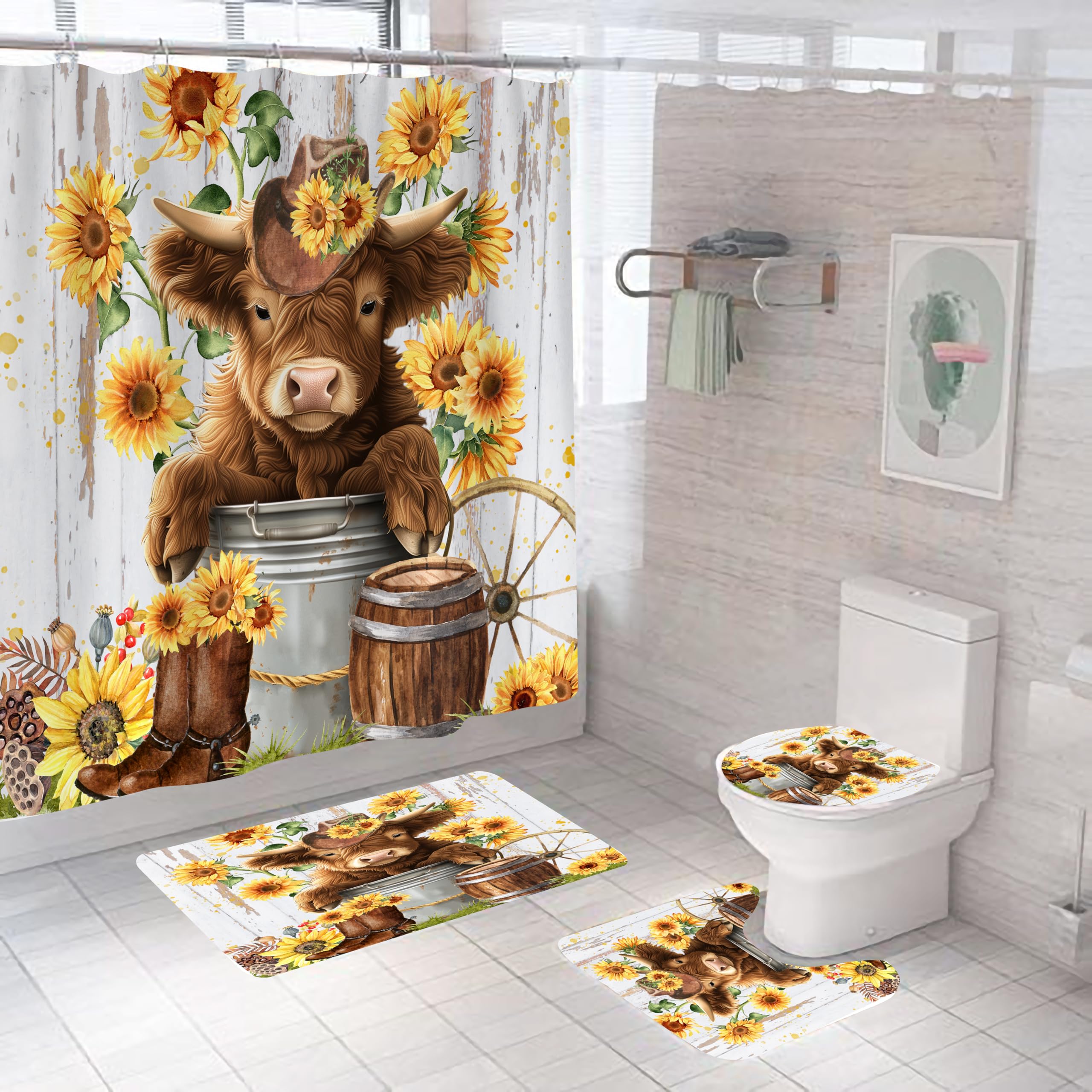 Sokdcam Highland cow toilet lid cover 16.5x15 fits most toilets with style.