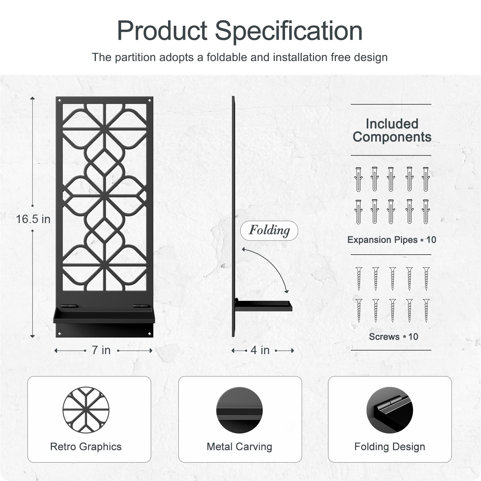 Sokurdeg black metal wall art candle holder with minimalist line design for modern spaces.